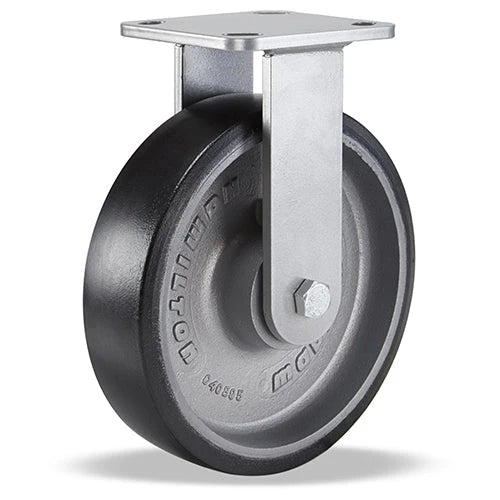 Hamilton Workhorse Rigid Caster with 8" x 2" Duralast XC Polyurethane (70D) on Cast Iron Wheel with 1/2" Sealed Precision Ball Bearings Hamilton