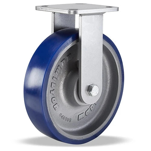 Hamilton Workhorse Rigid Caster with 8" x 2" Ergo-Glide Polyurethane (85A) on Cast Iron Wheel with 1/2" Sealed Precision Ball Bearings Hamilton
