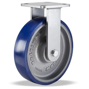 Hamilton Workhorse Rigid Caster with 8" x 2" Ergo-Glide Polyurethane (85A) on Cast Iron Wheel with 1/2" Sealed Precision Ball Bearings Hamilton