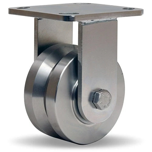 Hamilton 850 lbs Load Capacity - 4" x 2" Stainless Steel V-Grooved Wheel Rigid Caster - Workhorse Series with Double Shielded Precision Ball Bearings Hamilton