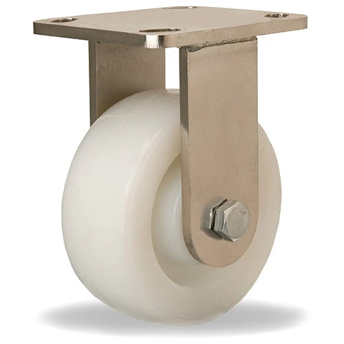 Hamilton R-WHS-5WNSB Stainless Steel Workhorse Rigid Caster – 5" x 2" White Nylon Wheel with 1/2" Sealed Precision Ball Bearings for Industrial Use Hamilton