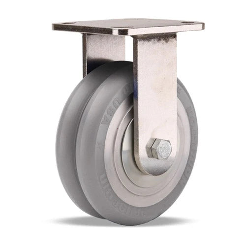 Hamilton 6" Twin Wheel Rigid Caster - 1200 lbs Load Capacity, Stainless Steel Workhorse with Blue UltraGlide Wheels & Sealed Bearings Hamilton