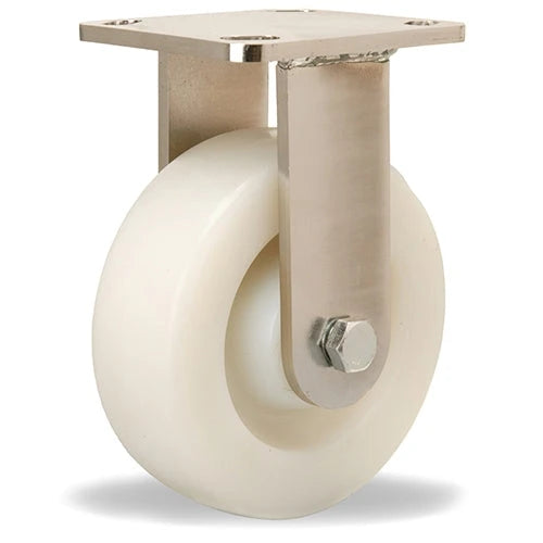 R-WHS-6WNSB Hamilton Stainless Steel Workhorse Rigid Caster – 6" x 2" White Nylon Wheel with Sealed Precision Bearings – Heavy-Duty, Rust-Free & Corrosion-Resistant Hamilton