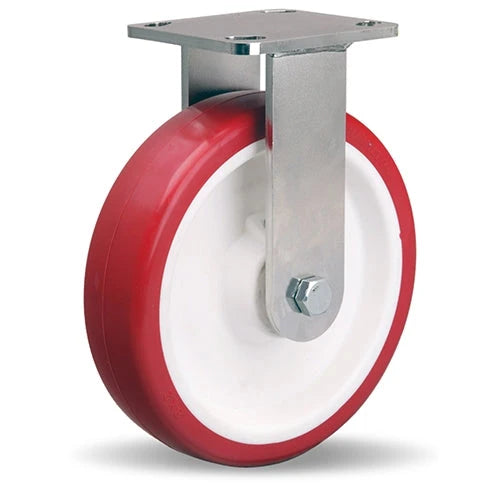 R-WHS-8NFZ Hamilton Stainless Steel Workhorse Rigid Caster - 8"x2" Poly-Tech Polyurethane Wheel, 3/4" Delrin Bearing - Premium Quality for Industrial & Commercial Use Hamilton