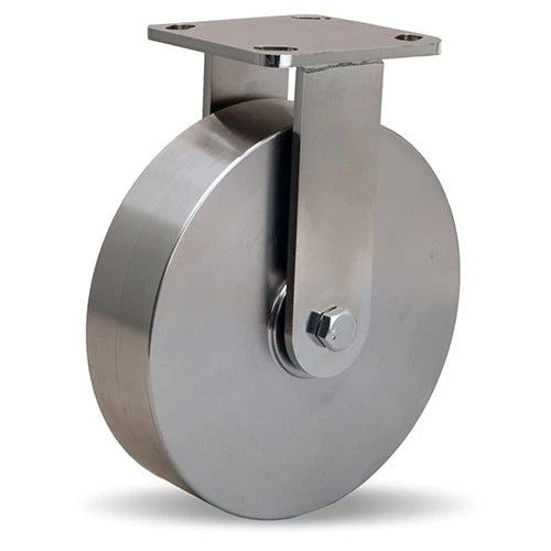 R-WHS-8SZ Hamilton Stainless Steel Workhorse Rigid Caster - 8" x 2" Wheel with 3/4" Delrin Bearing - Premium Durability for Heavy-Duty Use Hamilton