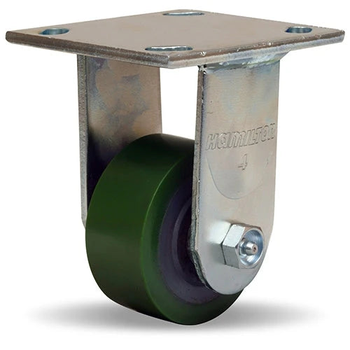 Hamilton Whirlaway 475 lbs Load Capacity Rigid Caster - 3.25" x 1.5" Duralast Polyurethane Wheel (95A) on Cast Iron, 3/4" Straight Roller Bearing Hamilton