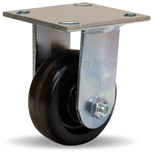 Hamilton Whirlaway 600 lbs Capacity Rigid  Caster - 4x1.5 Inch Plastex Phenolic Wheel, 3/4" Straight Roller Bearing - Heavy-Duty Casters for Industrial Use Hamilton