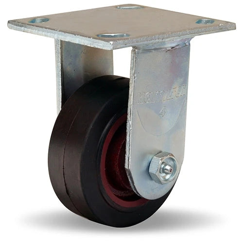 Hamilton Whirlaway 4-Inch Rigid Caster - 200 lbs Load Capacity, 1.5" Mold-On Rubber Wheel, 70A, Cast Iron, 3/4" Straight Roller Bearing - Durable Industrial Caster Hamilton