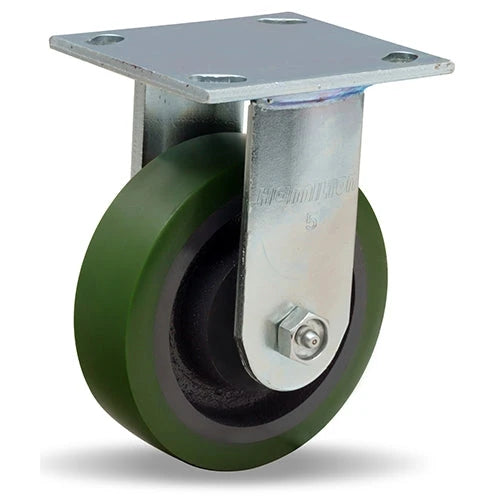 Hamilton Whirlaway 5-Inch Rigid Caster - 700 lbs Load Capacity, 1.5" Wide Duralast Polyurethane Wheel, 3/4" Straight Roller Bearing - Industrial Strength Cast Iron Hamilton