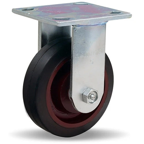 Hamilton Whirlaway 5-Inch Rigid Caster - 240 lbs Load Capacity, 1.5" Wide Mold-On Rubber Wheel (70A), Cast Iron, 3/4" Straight Roller Bearing - R-WW-5R Hamilton