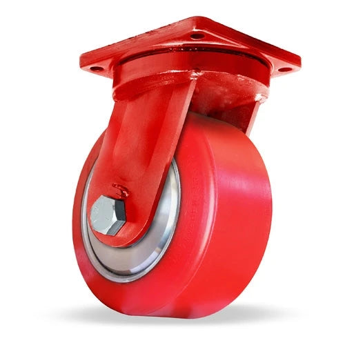 Hamilton Spinfinity Maxi-Duty Rigid Caster with 15" x 9" Red Polyurethane (85A) Presson Wheel with 1 1/2" Sealed Precision Ball Bearings Hamilton