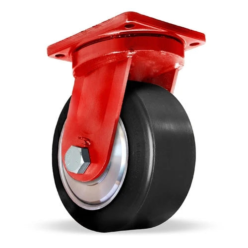 Hamilton Spinfinity Maxi-Duty Rigid Caster with 18" x 9" Red Polyurethane (85A) Presson Wheel with 2" Sealed Precision Ball Bearings Hamilton