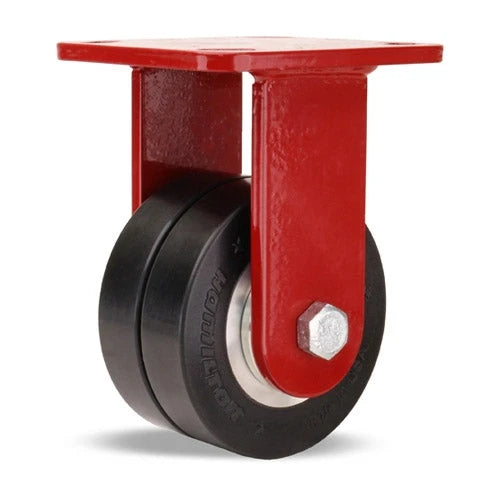 Hamilton ZFWH Series Rigid Caster with 4" x 2" UltraGlide (70D) Twin Wheel Black Tread on Aluminum Core with 3/4" Sealed Precision Ball Bearings Hamilton