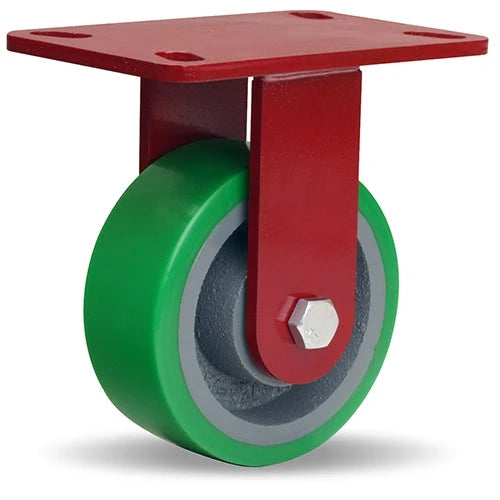 Hamilton ZFWH Series Rigid Caster with 5" x 2" Duralast Polyurethane (95A) on Cast Iron Wheel with 1/2" Sealed Precision Ball Bearings Hamilton