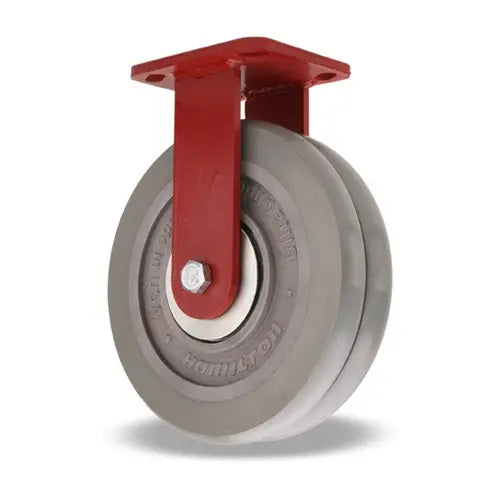 Hamilton ZFWH Series Rigid Caster with 8" x 2" UltraGlide (95A) Twin Wheel Grey Tread on Aluminum Core with 3/4" Sealed Precision Ball Bearings -  | CasterHQ