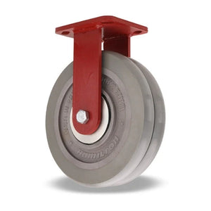 Hamilton ZFWH Series Rigid Caster with 8" x 2" UltraGlide (95A) Twin Wheel Grey Tread on Aluminum Core with 3/4" Sealed Precision Ball Bearings Hamilton