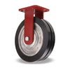 Hamilton ZFWH Series Rigid Caster with 8" x 2" UltraGlide (70D) Twin Wheel Black Tread on Aluminum Core with 3/4" Sealed Precision Ball Bearings Hamilton