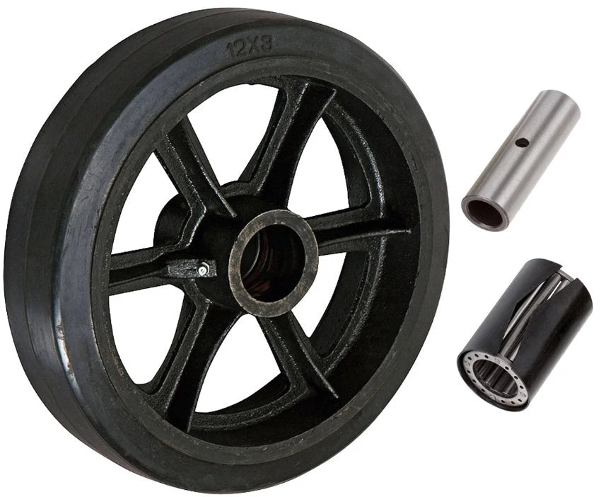 12 Inch x 3 Inch Rubber on Cast Iron Wheel - 1300 lbs Capacity | Heavy Duty Replacement Wheel CasterHQ