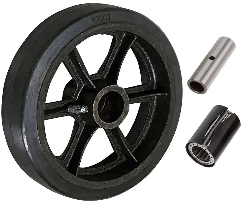 12 Inch x 3 Inch Rubber on Cast Iron Wheel - 1300 lbs Capacity | Heavy Duty Replacement Wheel -  | CasterHQ