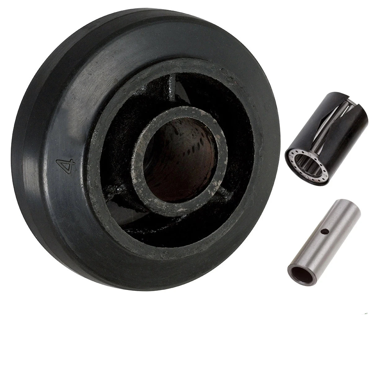 4" x 2" Rubber on Cast Iron Wheel - 300 lbs cap. CasterHQ