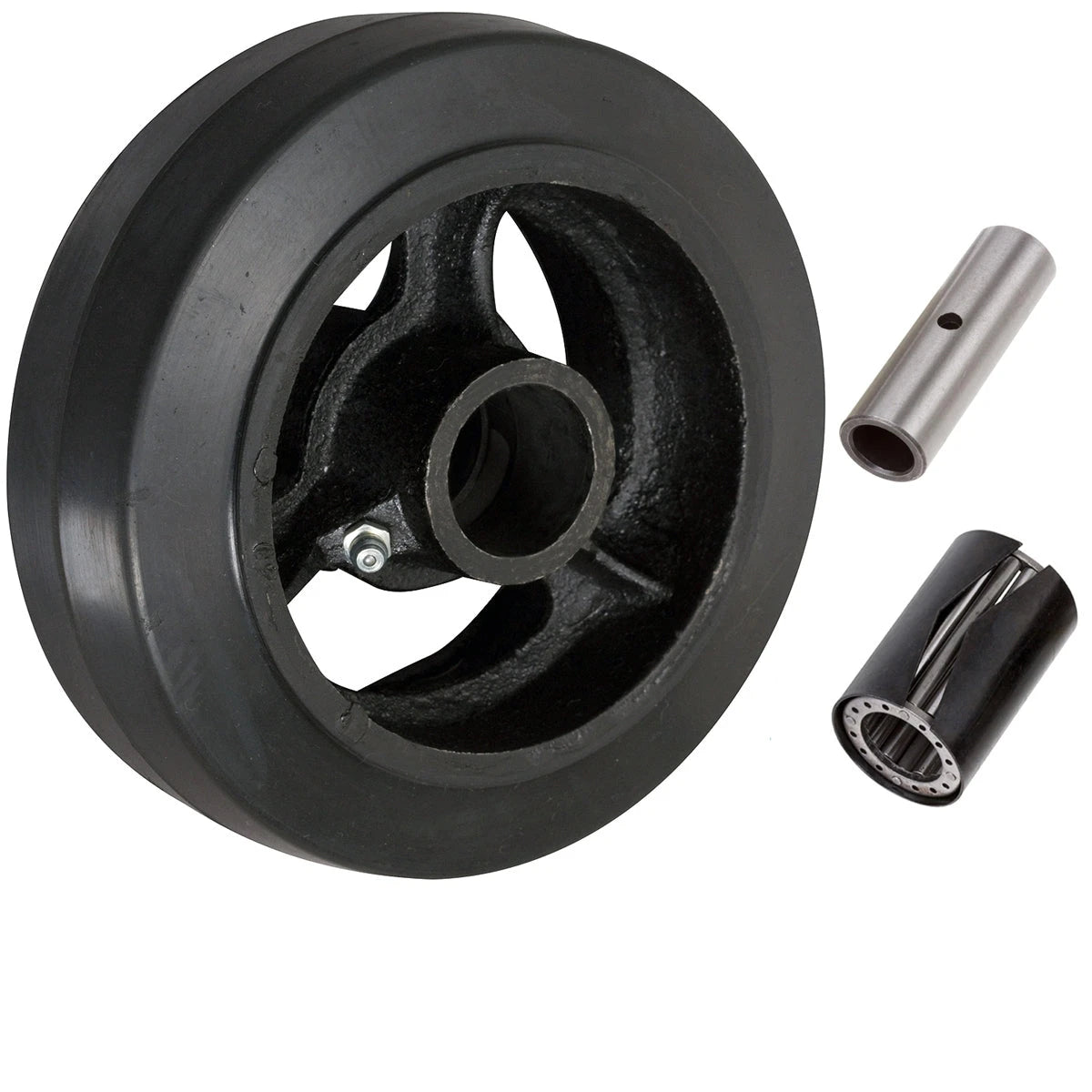 5" x 2" Rubber on Cast Iron Wheel - 450 lbs cap. CasterHQ