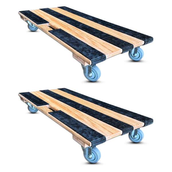 18 Inch x 40 Inch RoverMax GlidePro XL Oak Dolly 2-Pack - 1000 lbs Capacity Each | 3.5 Inch Non-Marking Wheels | USA-Made CasterHQ