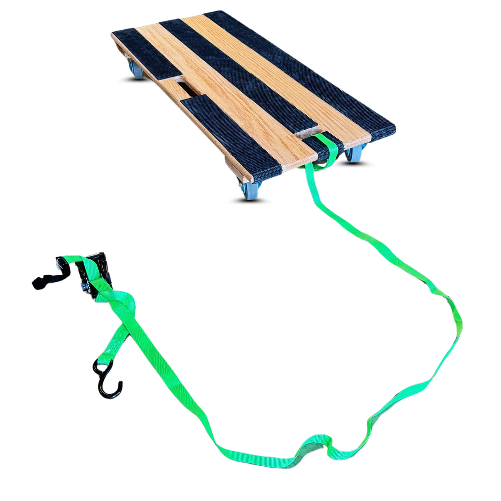 18 Inch x 40 Inch RoverMax GlidePro XL StrapMate Oak Dolly - 1000 lbs Capacity | 3.5 Inch Wheels | Strap Slot | USA-Made CasterHQ