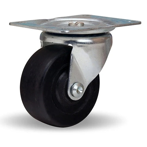 Hamilton S-223-EO Swivel Caster - 3x1.25 Inch Ebonite Solid Rubber Wheel, 210 lbs Load Capacity, 3/8 Inch Oilless Sleeve Bearing - Durable Industrial Casters Hamilton