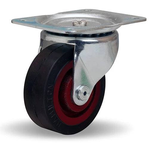 Hamilton S-224-RH Swivel Caster - 4x1.5 Inch Mold-On Rubber Wheel, 200 lbs Load Capacity, Cast Iron, 1/2" Straight Roller Bearing - Durable Industrial Caster Hamilton