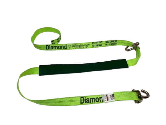 2" x 10' Diamond Weave Polyester Wheel Strap with Swivel J Hooks and Low Profile Grip Sleeve CasterHQ