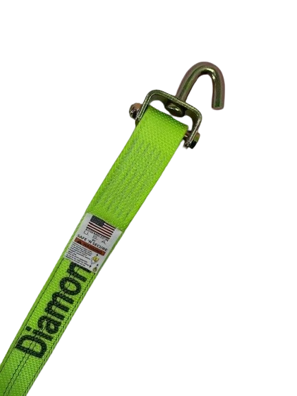 2" x 10' Diamond Weave Polyester Wheel Strap with Swivel J Hooks and Low Profile Grip Sleeve CasterHQ