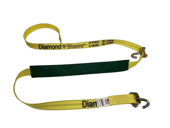 2" x 12' Diamond Weave Ratchet Strap with Swivel J Hooks and Low Profile Grip Sleeve CasterHQ