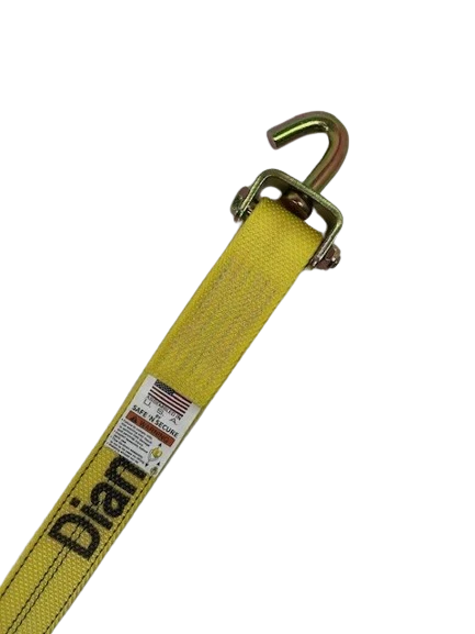 2" x 12' Diamond Weave Ratchet Strap with Swivel J Hooks and Low Profile Grip Sleeve CasterHQ