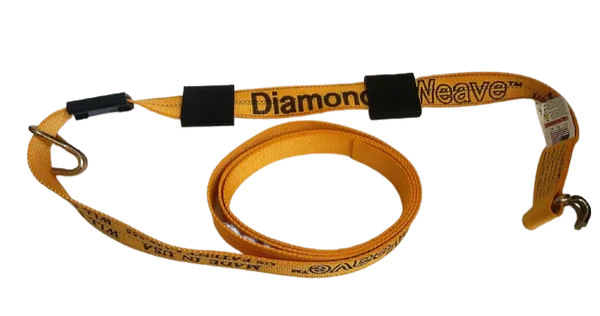 Heavy-Duty 2-inch x 14-ft Cargo Strap with Wire Hooks & Rubber Cleats, 3333 lbs Load Capacity - Diamond Weave for Secure Towing and Transportation SAFE 'N SECURE LLC