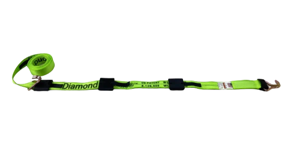 Heavy-Duty 2-inch x 14-ft Cargo Strap with Wire Hooks & Rubber Cleats, 3333 lbs Load Capacity - Diamond Weave for Secure Towing and Transportation SAFE 'N SECURE LLC