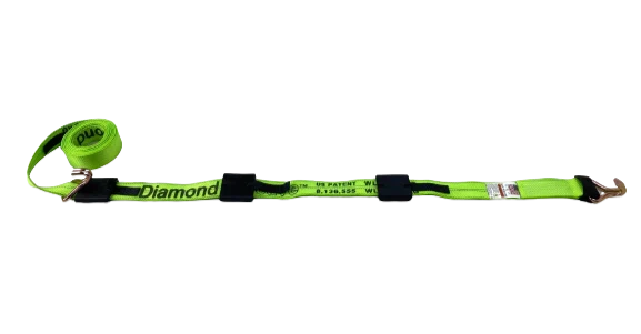 Heavy-Duty 2-inch x 14-ft Cargo Strap with Wire Hooks & Rubber Cleats, 3333 lbs Load Capacity - Diamond Weave for Secure Towing and Transportation SAFE 'N SECURE LLC