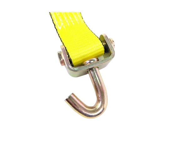 2" x 14' Yellow TECNIC Webbing Strap with Swivel J-Hooks, Low Profile Sleeve, 3,333 lbs WLL, Part S-2X14SJLPS-YLTEC CasterHQ