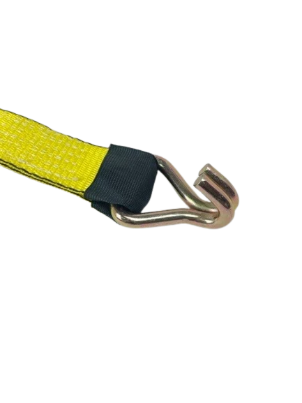 2" x 14' Yellow TECNIC Replacement Car Hauler Strap with Double J Wire Hooks CasterHQ
