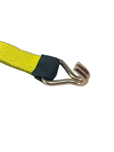 2" x 14' Yellow TECNIC Replacement Car Hauler Strap with Double J Wire Hooks CasterHQ