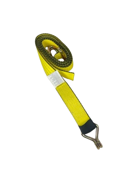 2" x 14' Yellow TECNIC Replacement Car Hauler Strap with Double J Wire Hooks CasterHQ