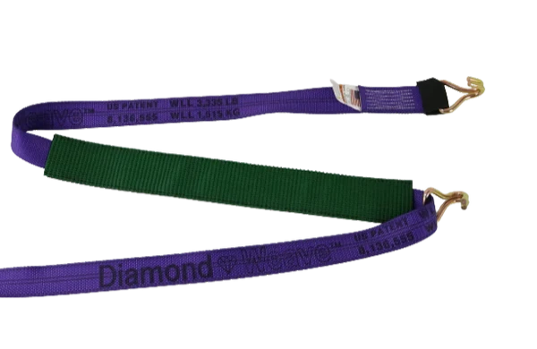 Heavy-Duty Cargo Strap 2" x 14' - Diamond Weave with Wire Hooks & Low Profile Sleeve - 3,333 lbs Load Capacity - S-2X14WHRELP-DW SAFE 'N SECURE LLC
