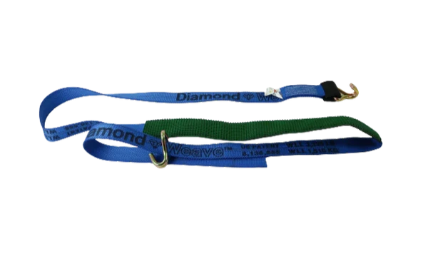 Heavy-Duty Cargo Strap 2" x 14' - Diamond Weave with Wire Hooks & Low Profile Sleeve - 3,333 lbs Load Capacity - S-2X14WHRELP-DW SAFE 'N SECURE LLC