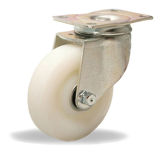 Hamilton S-341-WN Swivel Caster - 4 Inch White Nylon Wheel, 325 lbs Load Capacity, 3/8" Sealed Ball Bearing - General Utility Durable Caster Hamilton