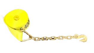 3" x 30' Heavy-Duty Winch Strap with Chain End and Grab Hook CasterHQ