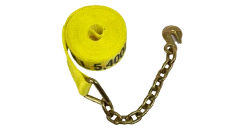 3" x 30' Heavy-Duty Winch Strap with Chain End and Grab Hook CasterHQ