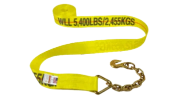 3" x 30' Heavy-Duty Winch Strap with Chain End and Grab Hook CasterHQ