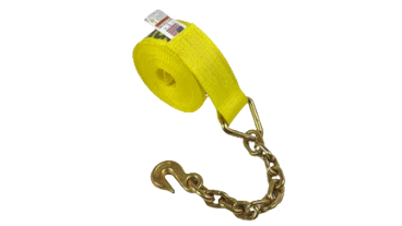 3" x 30' Heavy-Duty Winch Strap with Chain End and Grab Hook CasterHQ
