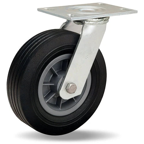 S-4008-AT Hamilton 450 lbs Load Capacity Swivel Caster - 8" x 2.5" Ace-Tuf Rubber (75A) on Polypropylene Wheel - 3/4" Ball Bearings Hamilton