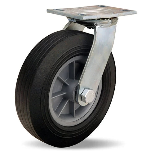 Hamilton 550 lbs Load Capacity Swivel Caster - 10" x 2 3/4" Ace-Tuf Rubber (75A) on Polypropylene Wheel - S-4010-AT with 3/4" Ball Bearings - Cush-N-Tuf Light Duty Hamilton