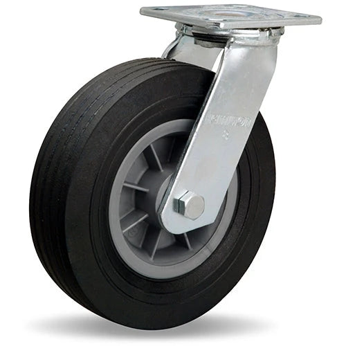 Hamilton Cush-N-Tuf 450 lbs Load Capacity Swivel Caster - 8" x 2 1/2" Ace-Tuf Rubber (75A) on Polypropylene Wheel with 3/4" Ball Bearings - S-4208-AT for Light Duty Hamilton